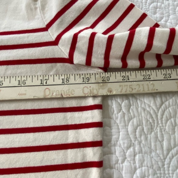 Talbots Nautical Long Sleeve Top Cream with Red Stripes Size Large - Picture 9 of 10